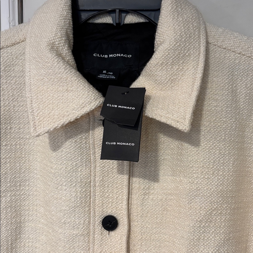 🆕Club Monaco Quilted Boucle Shirt Jacket | Egret | Size XL —BNWT - Picture 4 of 11